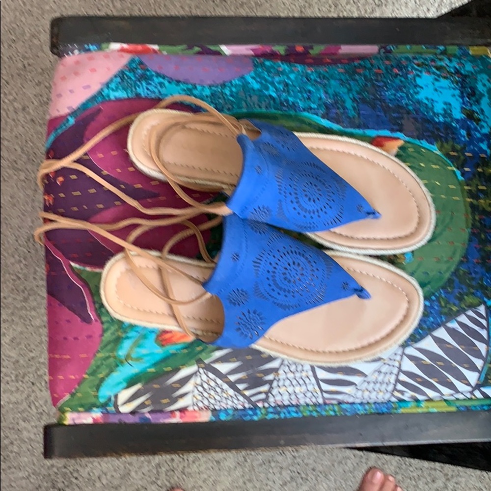 Cobalt blue leather sandals, great condition!